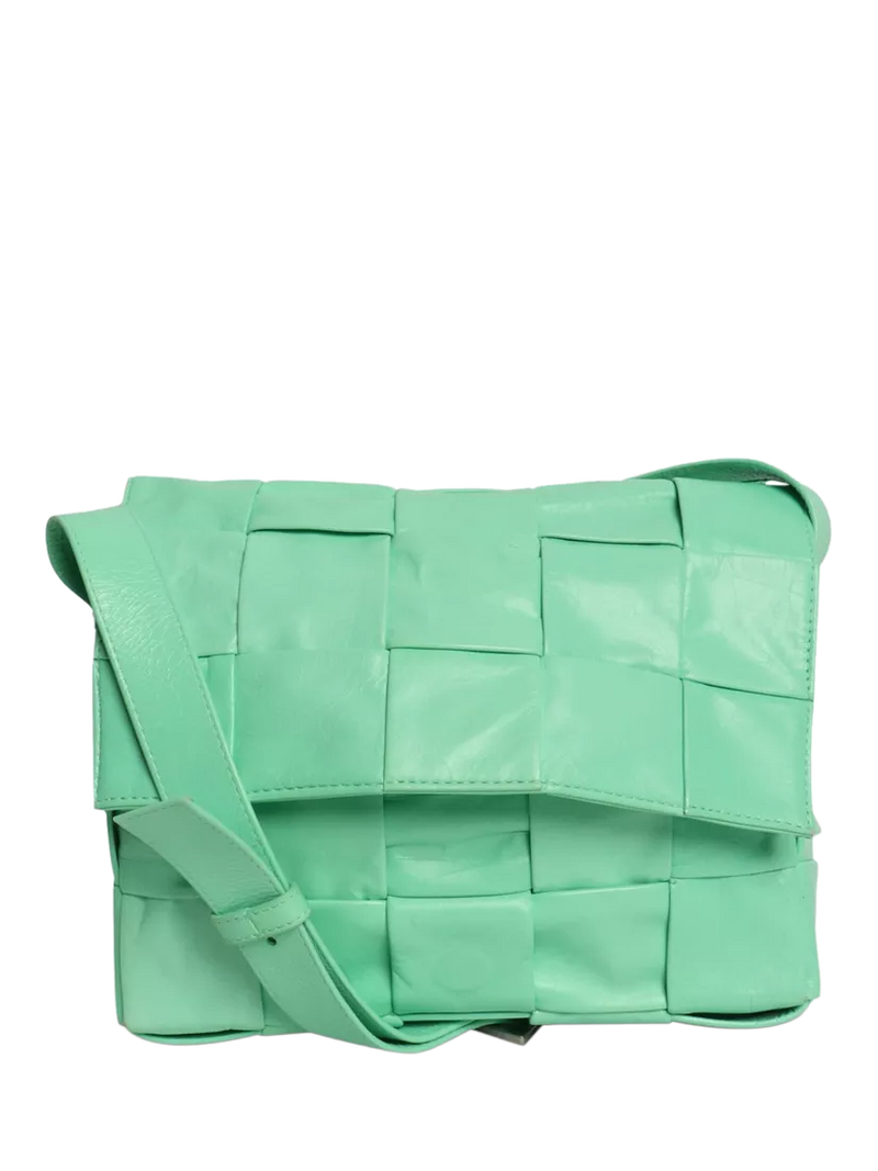 Bottega Veneta mint green Cassette leather bag pre-loved (British brand)