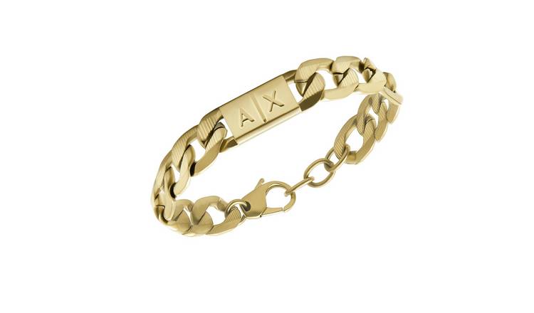 Armani Exchange gold tone men's bracelet with chunky chain (British brand)