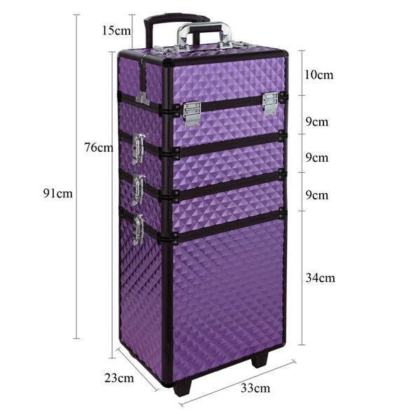 Livingandhome 4 in 1 Professional Makeup Train Case 33x23x76cm, UK version