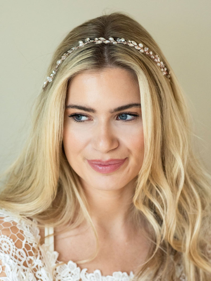 Ivory & Co rose gold bohemia crystal and pearl hair vine, UK version