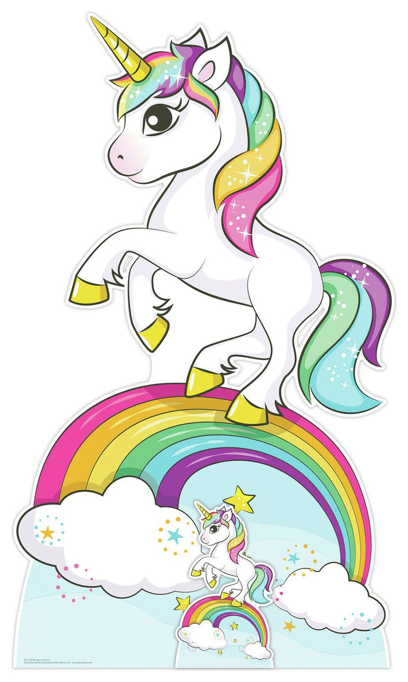 Rainbow Unicorn Cardboard Cutout 163cm tall (British brand)