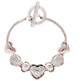 Lipsy rose gold crystal heart charm bracelet, imported from the UK