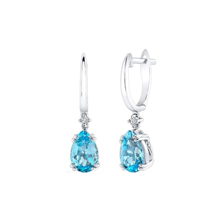Costco pear cut topaz and diamond earrings 14ct white gold, UK version