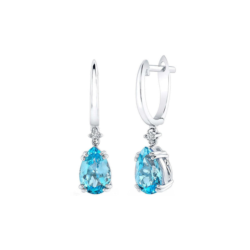 Costco pear cut topaz and diamond earrings 14ct white gold, UK version