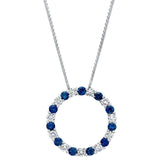 Costco UK Round Cut Blue Sapphire and 0.66ctw Diamond Circle Pendant in 14ct White Gold- Buy online at McGrocer
