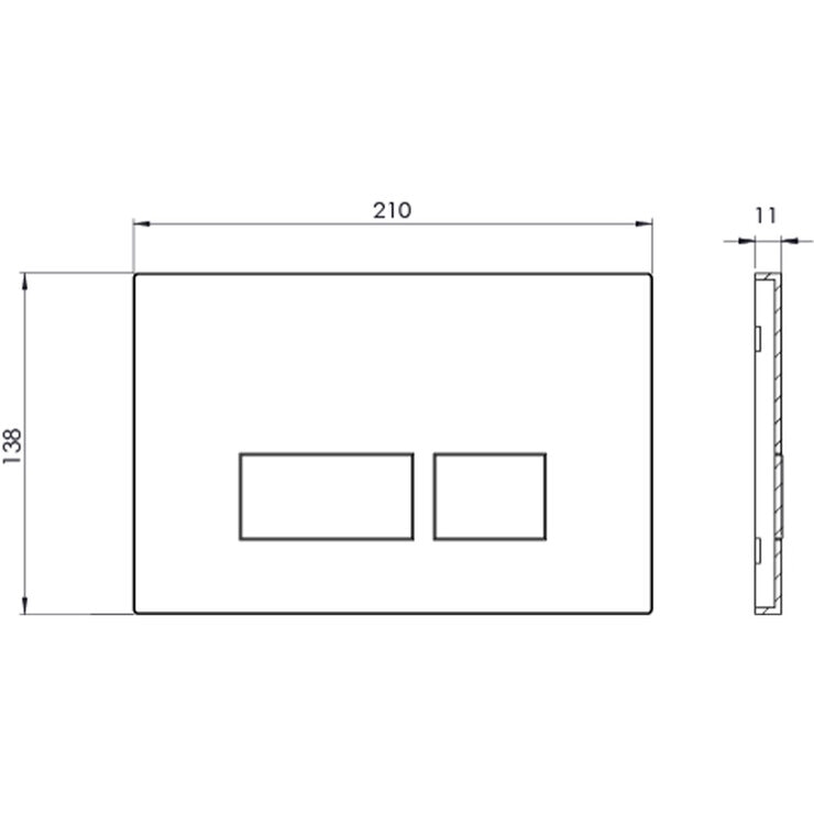 Tavistock square dual flush plate in black (British brand)
