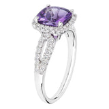 Costco cushion cut amethyst diamond ring 14ct white gold (British brand)