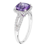 Costco cushion cut amethyst diamond ring 14ct white gold (British brand)