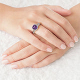 Costco cushion cut amethyst diamond ring 14ct white gold (British brand)