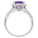 Costco cushion cut amethyst diamond ring 14ct white gold (British brand)