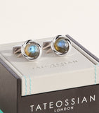 Tateossian rhodium-plated sterling silver Mobius cufflinks - British product