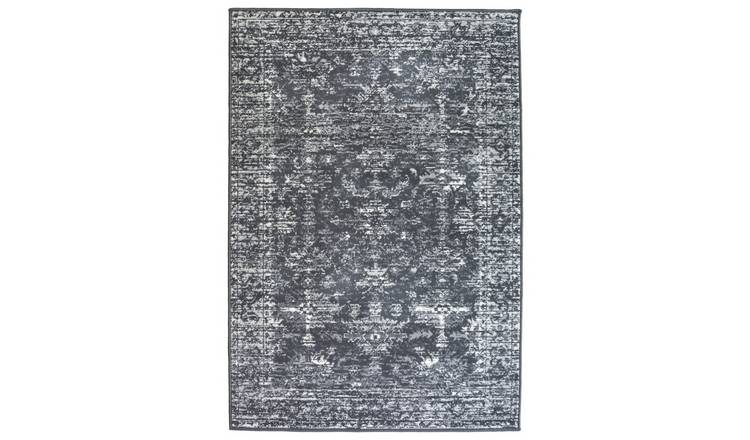 Homemaker traditional charcoal short pile rug 80x150cm - British product