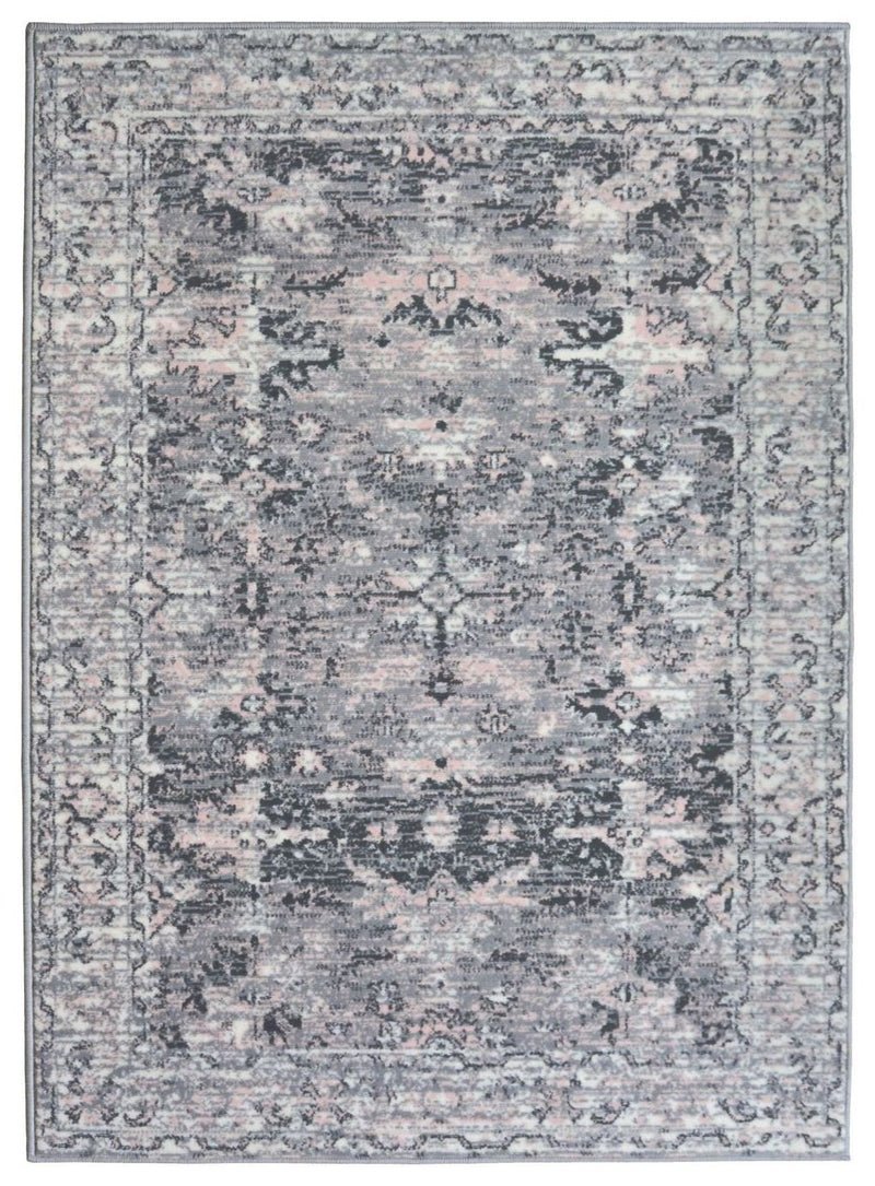 Homemaker Traditional Grey Blush Short Pile Rug 80x150cm, UK version