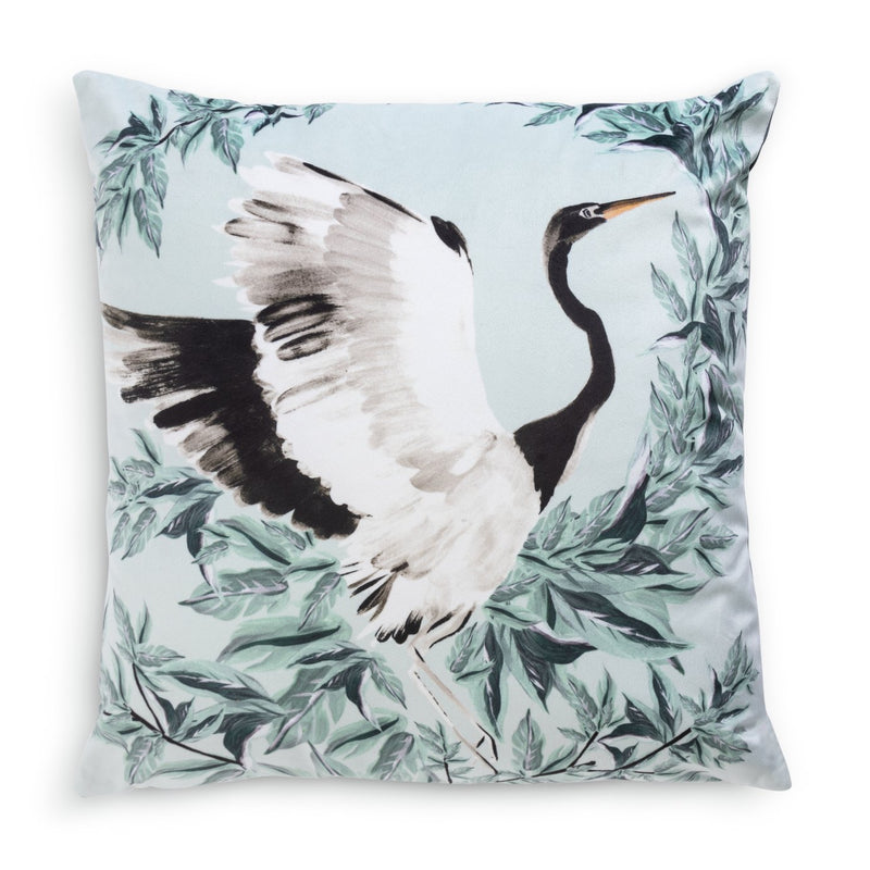 Habitat crane print velvet cushion multicoloured 43x43cm, UK version