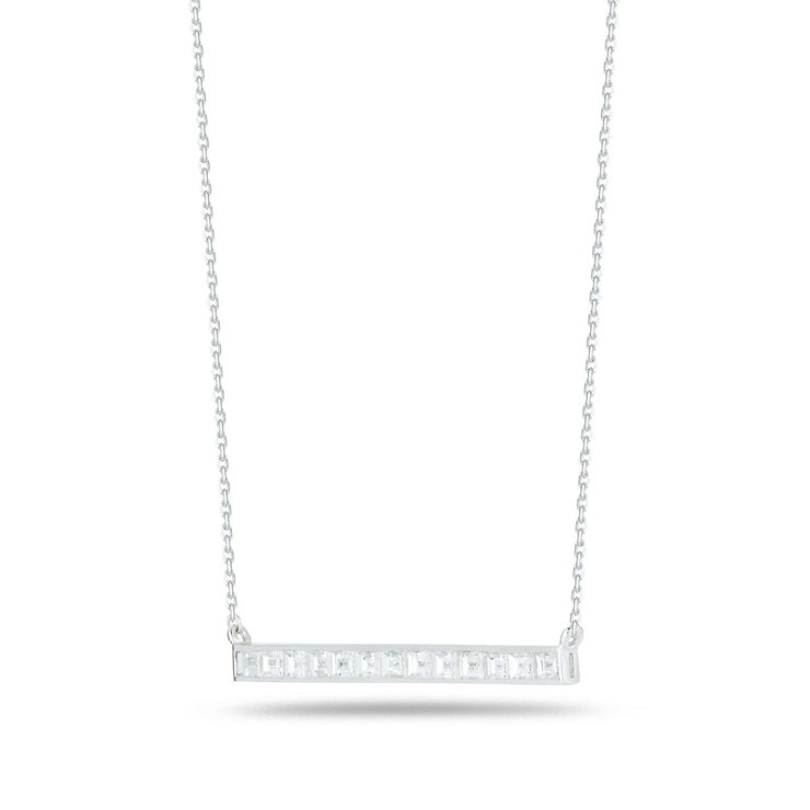 Baguette cut diamond necklace 1.24ctw 18ct white gold, imported from the UK