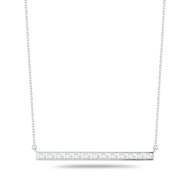 Baguette cut diamond necklace 1.24ctw 18ct white gold, imported from the UK