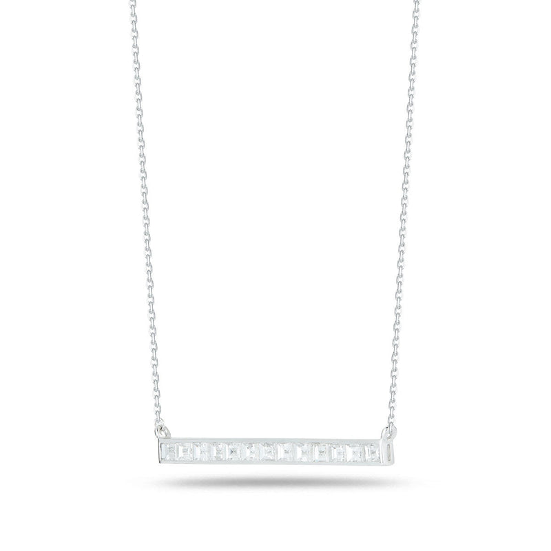 Baguette cut diamond necklace 1.24ctw 18ct white gold, imported from the UK