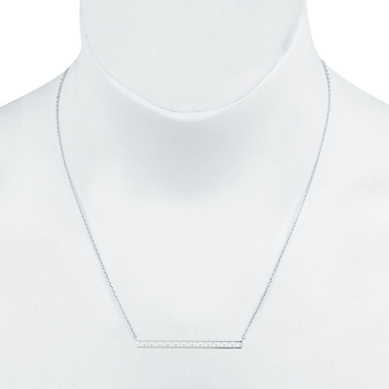 Baguette cut diamond necklace 1.24ctw 18ct white gold, imported from the UK