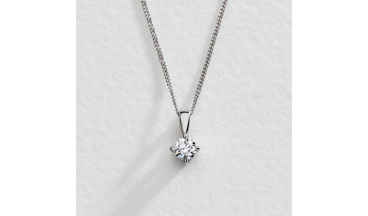 Pure Brilliance 9ct white gold lab diamond necklace, UK version