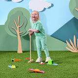 Chad Valley wooden golf set with two putters and obstacles (British brand)