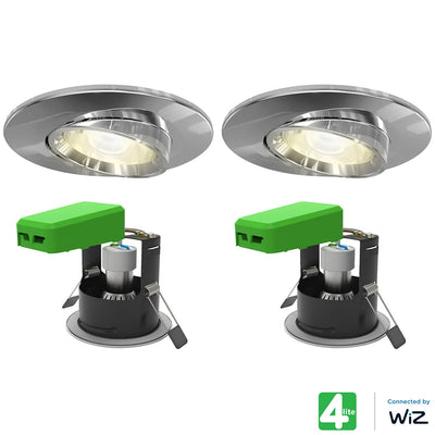 Costco UK 4lite WiZ Connected LED IP20 Fire Rated Adjustable Downlight Pack of 2 Chrome- Buy online at McGrocer
