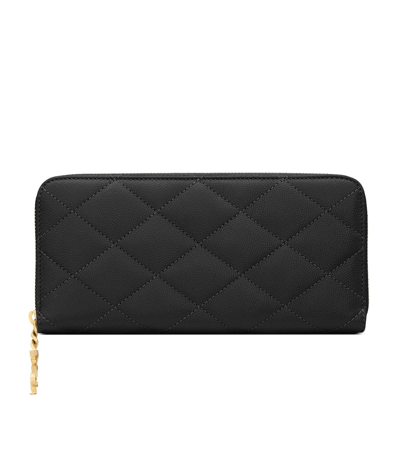 Saint Laurent Matelassé zip-up wallet with YSL monogram (British brand)