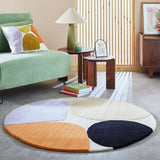 Habitat carved geometric round wool cut pile rug 120cm, UK version