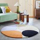 Habitat carved geometric round wool cut pile rug 120cm, UK version