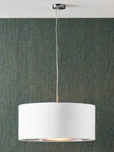 Next Pacific White Elin 55cm Poly Cotton Silver Lining Pendant Shade- Buy online at McGrocer