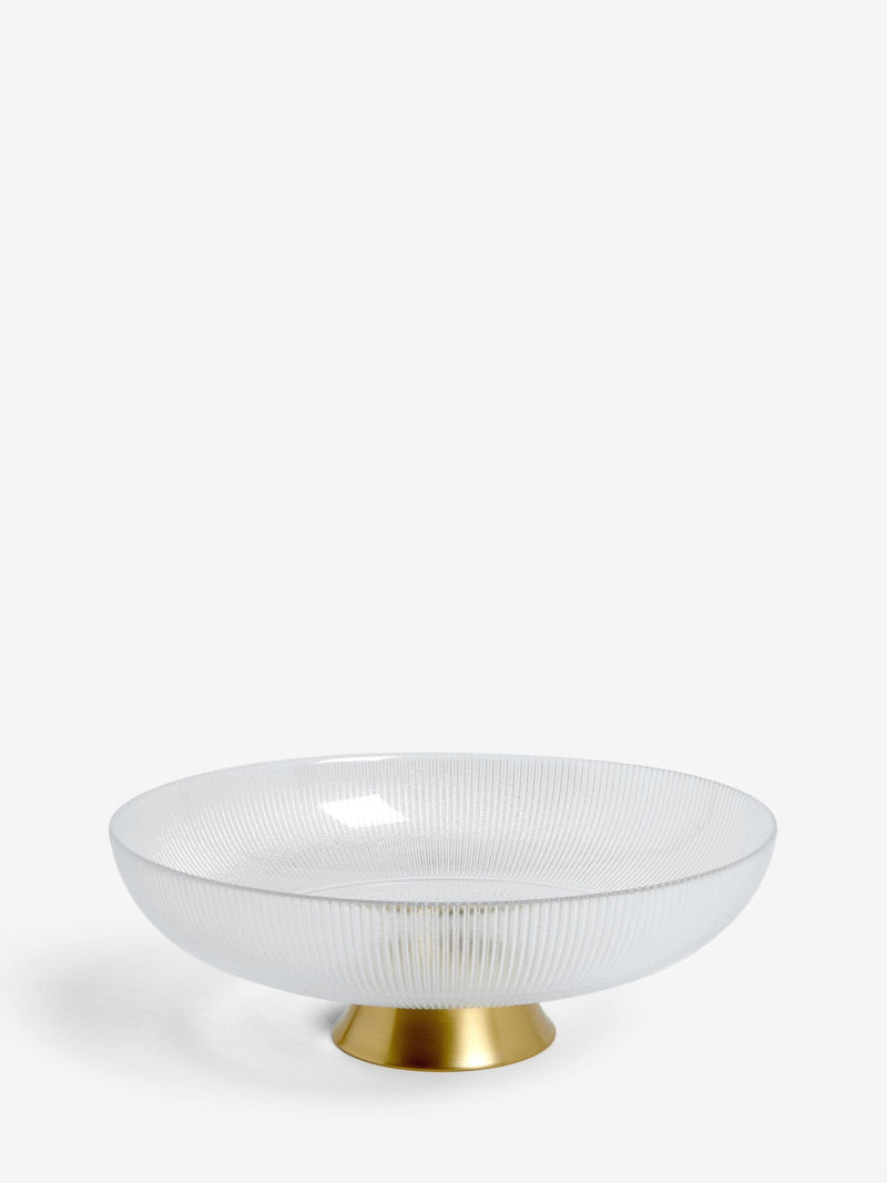 Clear glass extra large footed bowl - British product