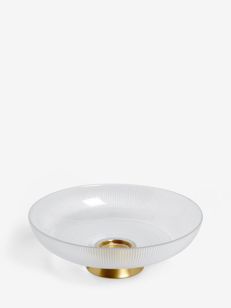 Clear glass extra large footed bowl - British product