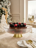 Clear glass extra large footed bowl - British product