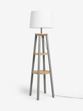 Malvern grey shelved wood floor lamp (British brand)