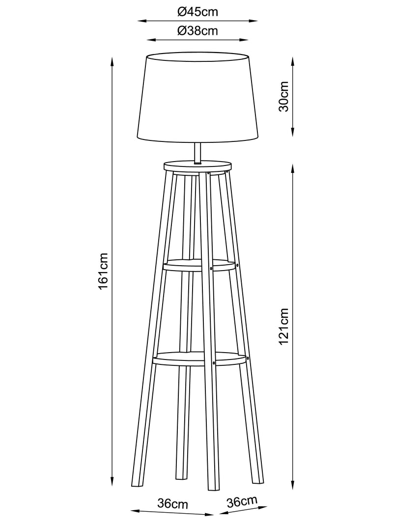 Malvern grey shelved wood floor lamp (British brand)