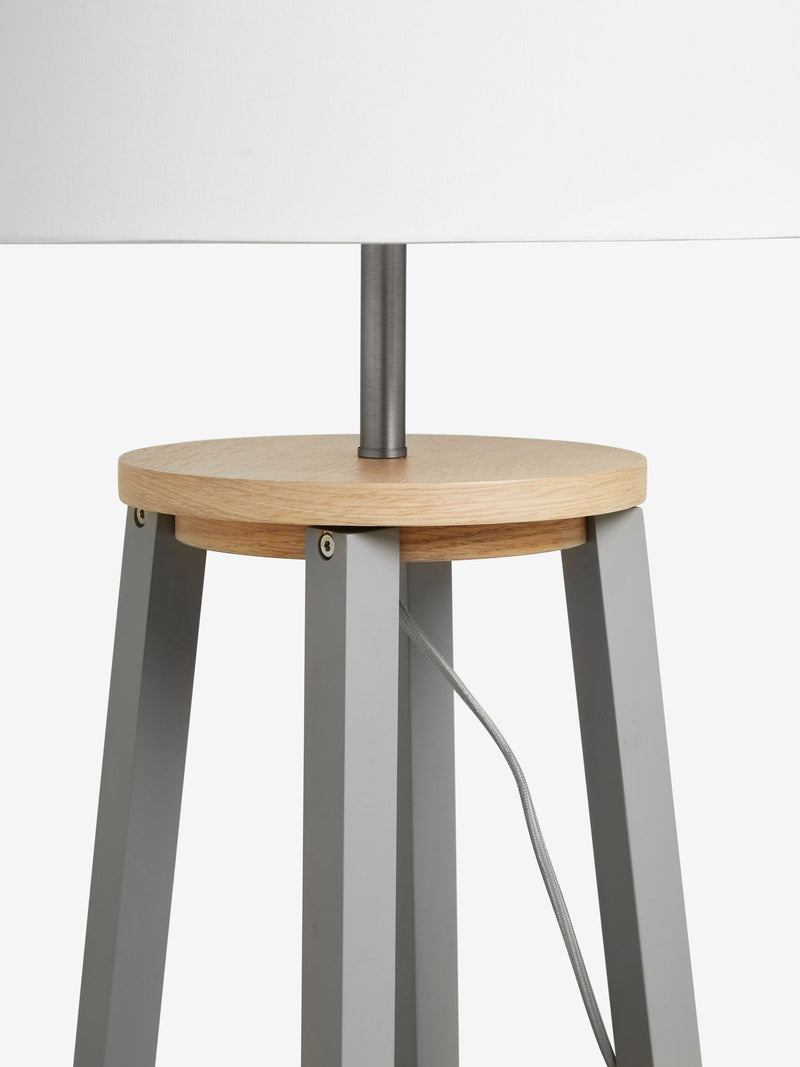 Malvern grey shelved wood floor lamp (British brand)