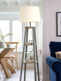Malvern grey shelved wood floor lamp (British brand)