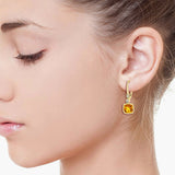 Costco cushion cut citrine diamond earrings 14ct yellow gold - British product