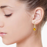 Costco cushion cut citrine diamond earrings 14ct yellow gold - British product