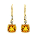 Costco UK Costco Cushion Cut Citrine and 0.10ctw Diamond Earrings 14ct Yellow Gold- Buy online at McGrocer