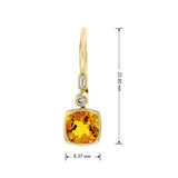 Costco cushion cut citrine diamond earrings 14ct yellow gold - British product