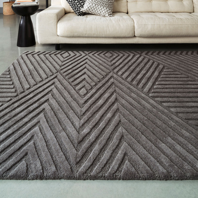 Asiatic Hague Charcoal wool hand tufted rug, UK version
