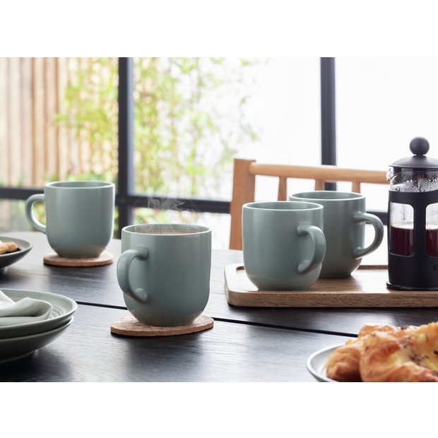 Habitat matte green mugs set of 4, UK version