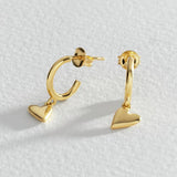 Revere gold plated heart drop earrings 19mm - British product