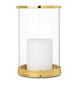 Harrods Mini Modern Hurricane Candle Holder in Glass and Brass, 20cm Height- Buy online at McGrocer
