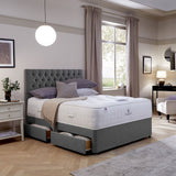Pocket Spring Bed Co Ravello grey fabric headboard, imported from the UK
