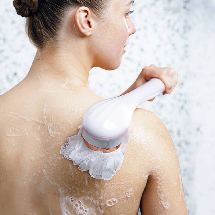 Nu You exfoliating body brush with 4 heads, imported from the UK