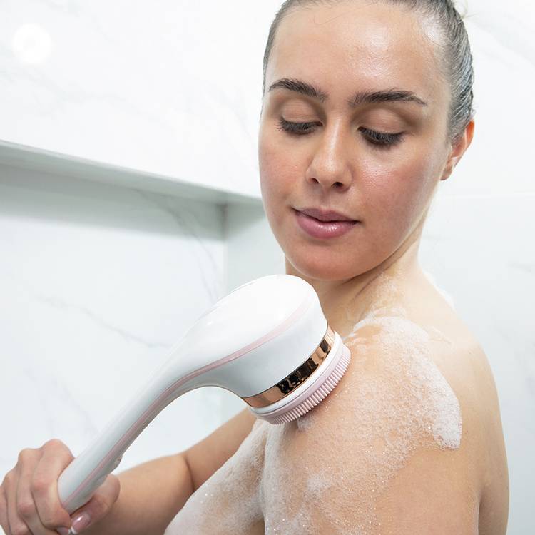 Nu You exfoliating body brush with 4 heads, imported from the UK