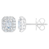 Costco emerald cut diamond halo stud earrings 1.00ctw - British product