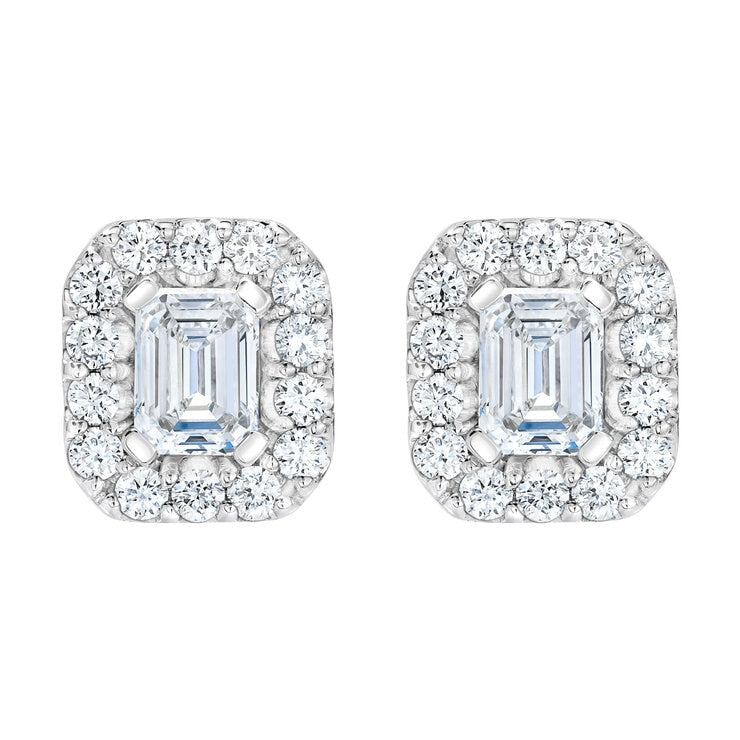Costco emerald cut diamond halo stud earrings 1.00ctw - British product
