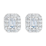 Costco emerald cut diamond halo stud earrings 1.00ctw - British product